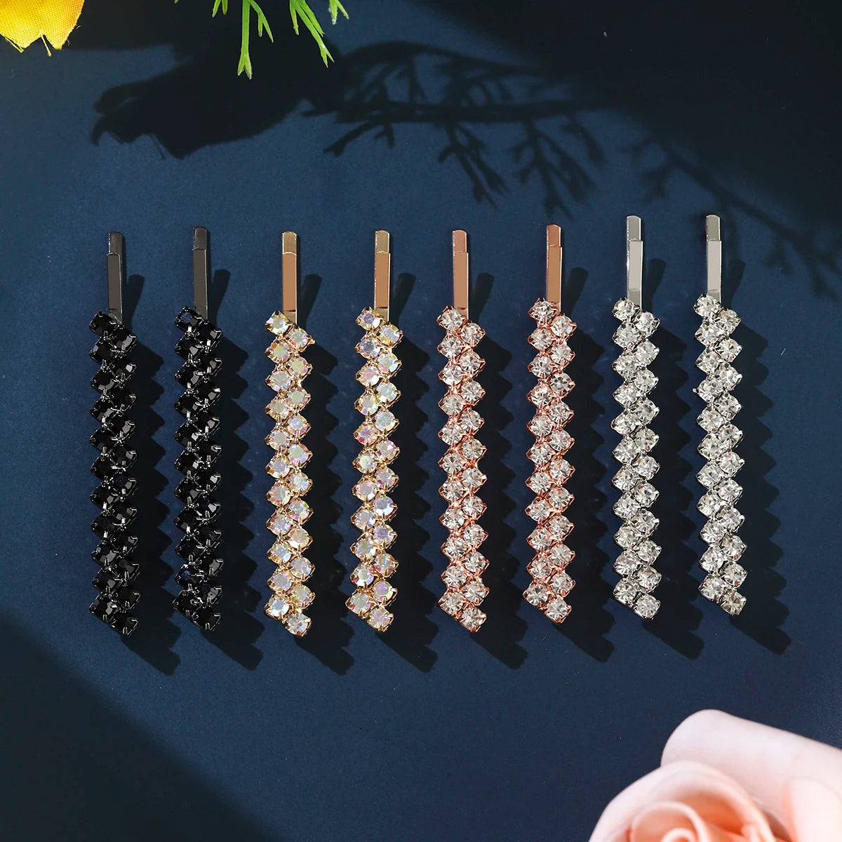 8PK One Clip Rhinestone Hair Clip Set Fashion Bangs Hair Clips Barrettes For Women Girls Hairpins Headdress Jewelry As Gifts