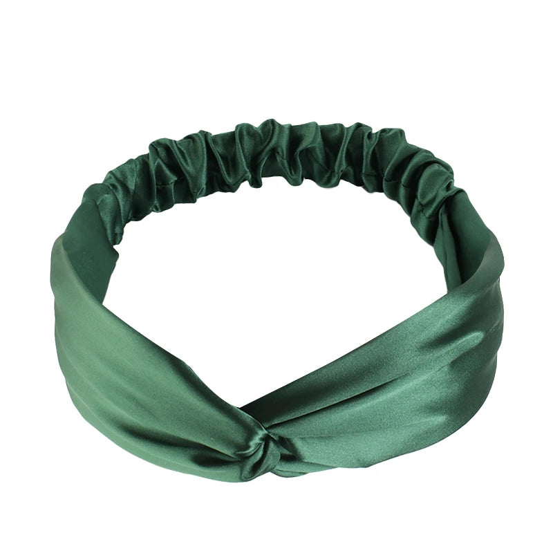 Silky Satin Twist Turban Headband For Women Washing Head Wrap Headwrap Makeup Sport Yoga Head Band Girls Hair Accessories
