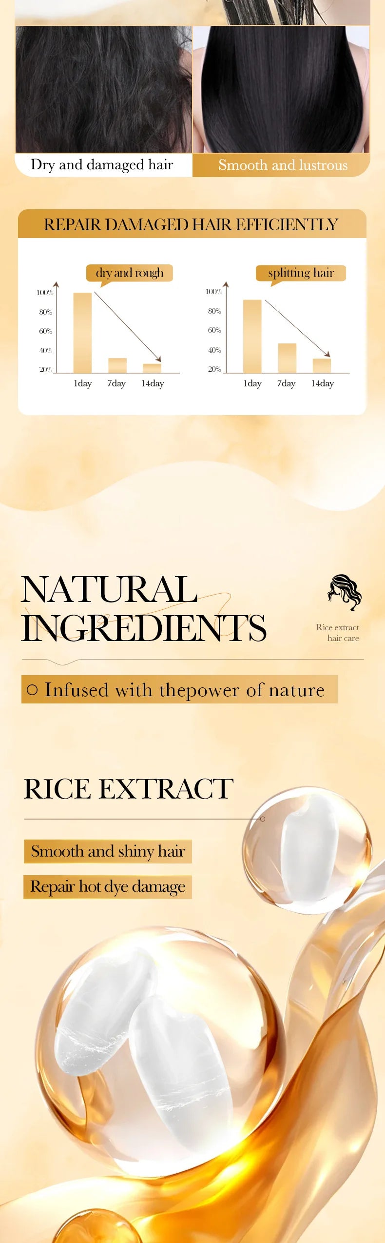 Masque Capillaire Kératine & Riz – Lissage, Brillance & Hydratation