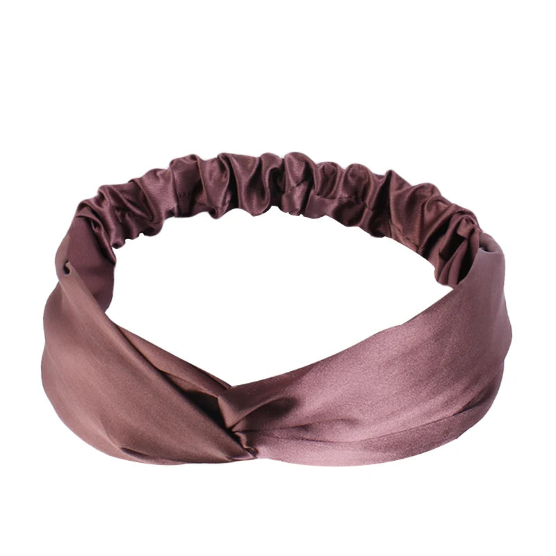 Silky Satin Twist Turban Headband For Women Washing Head Wrap Headwrap Makeup Sport Yoga Head Band Girls Hair Accessories