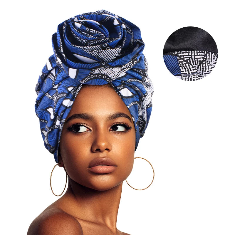 Turban Satin Africain foulard floral pour femmes