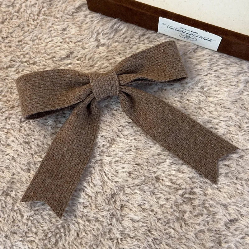 Autumn Winter Knitted Woolen Bow Hair Clips Spring Clips Womans Retro Temperament Barrettes Female Party Hairpins Hair Decorate