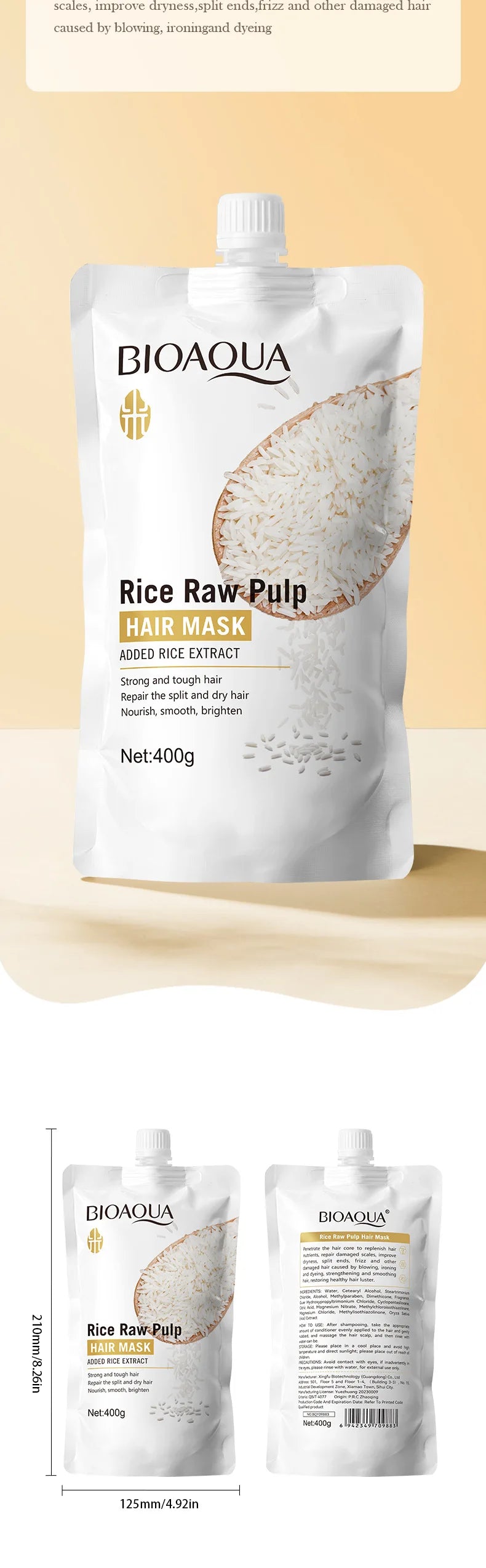 Masque Capillaire Kératine & Riz – Lissage, Brillance & Hydratation
