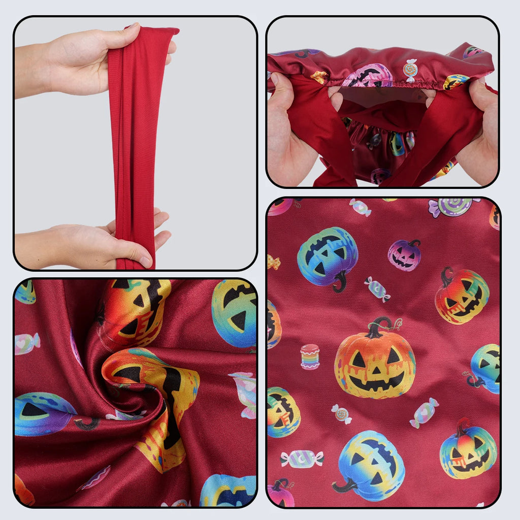 Bonnet en satin pour cheveux bouclés réglable pour dormir et douche