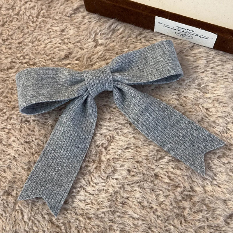 Autumn Winter Knitted Woolen Bow Hair Clips Spring Clips Womans Retro Temperament Barrettes Female Party Hairpins Hair Decorate