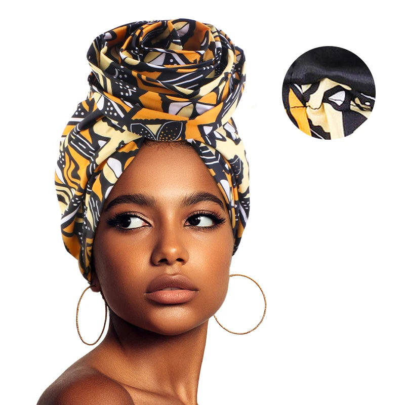 Turban Satin Africain foulard floral pour femmes