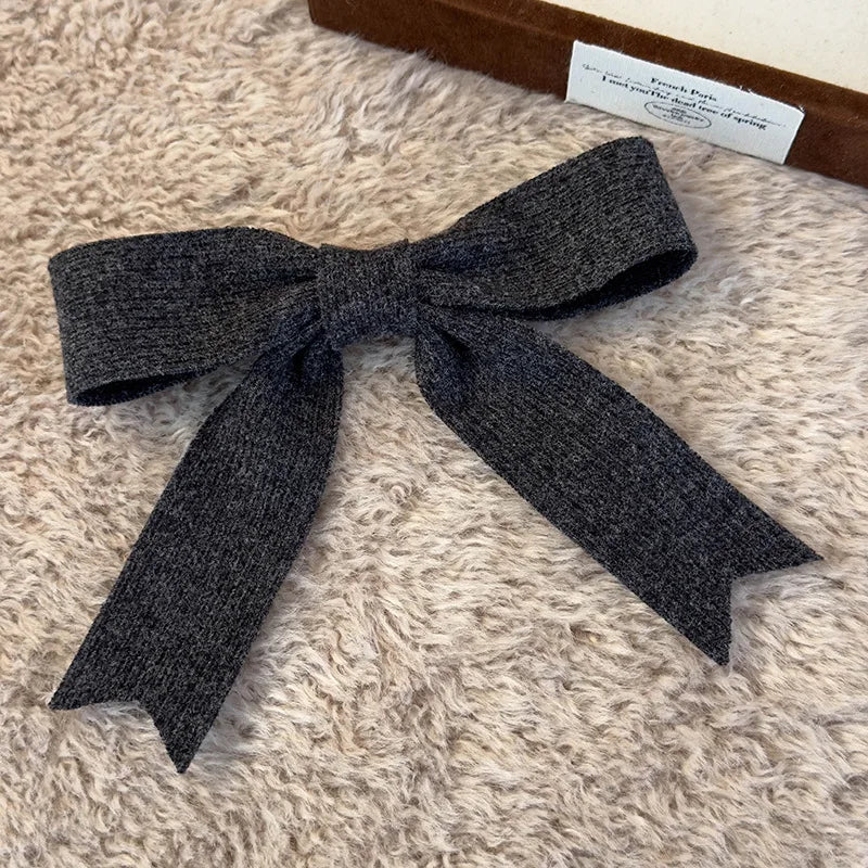 Autumn Winter Knitted Woolen Bow Hair Clips Spring Clips Womans Retro Temperament Barrettes Female Party Hairpins Hair Decorate