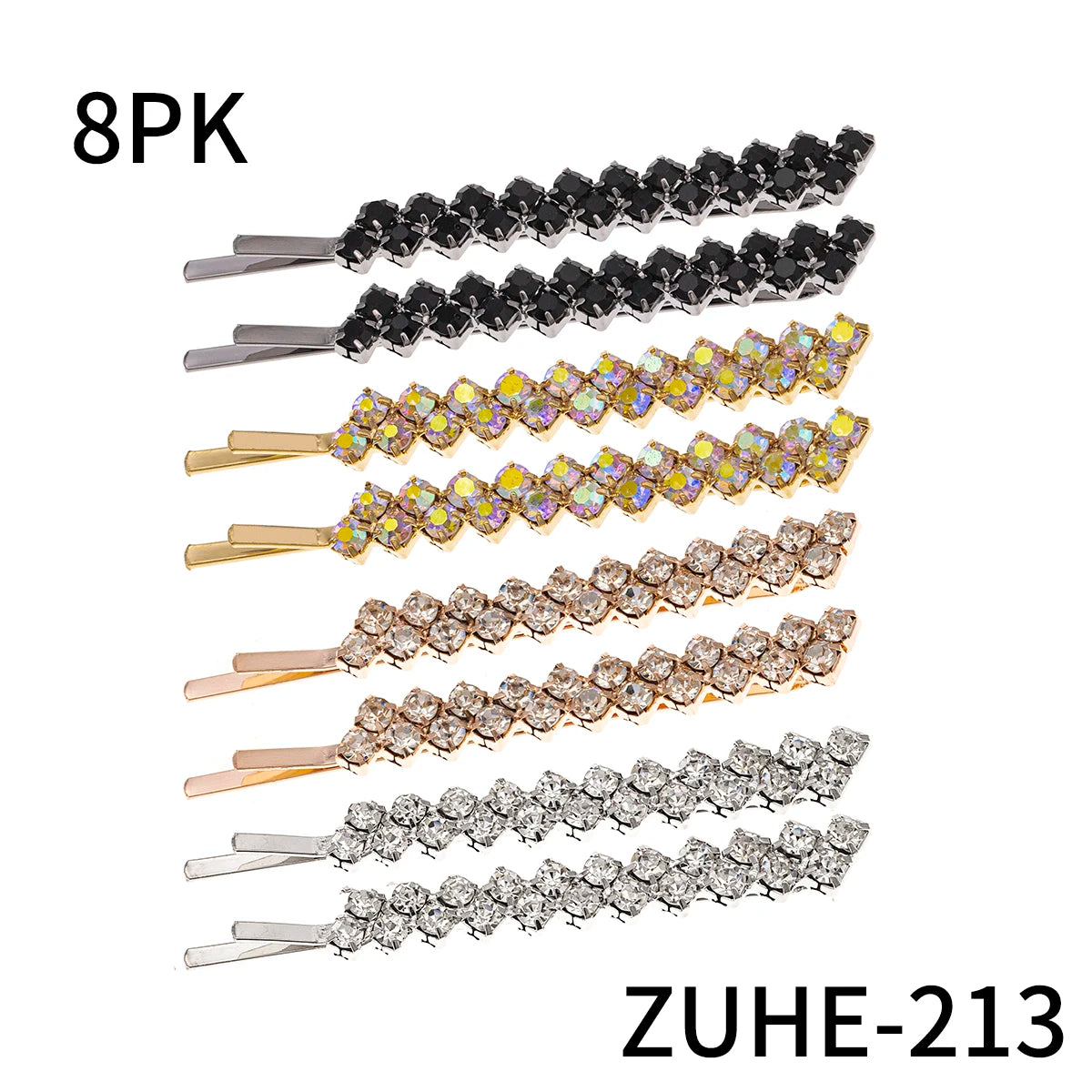 8PK One Clip Rhinestone Hair Clip Set Fashion Bangs Hair Clips Barrettes For Women Girls Hairpins Headdress Jewelry As Gifts